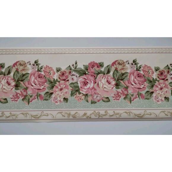 2 Pack Gencorp Pre-pasted Decorative Border - Roses - 10 yds - Picture 1 of 5